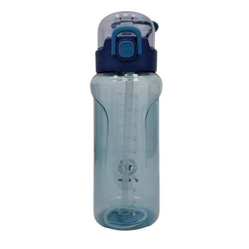 Botella azul transparente