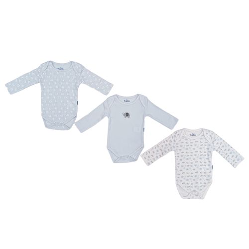 Set celeste de mamelucos estampados