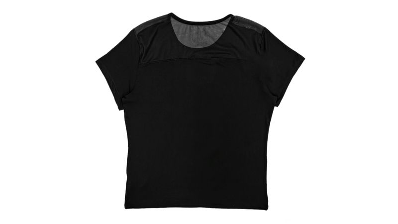 Camiseta deportiva negra en malla para mujer – Belife