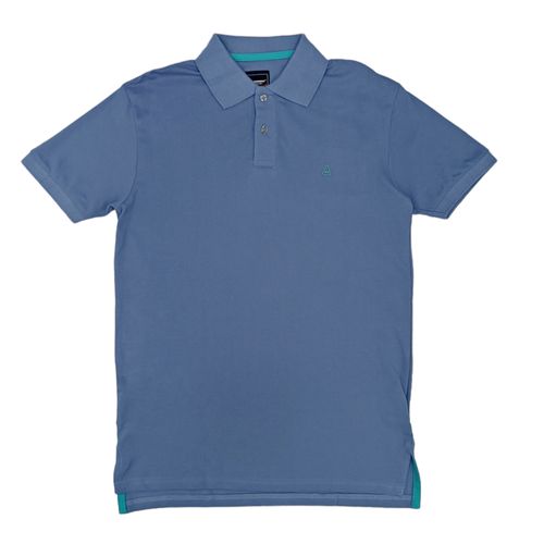 Camisa tipo polo celeste sólido