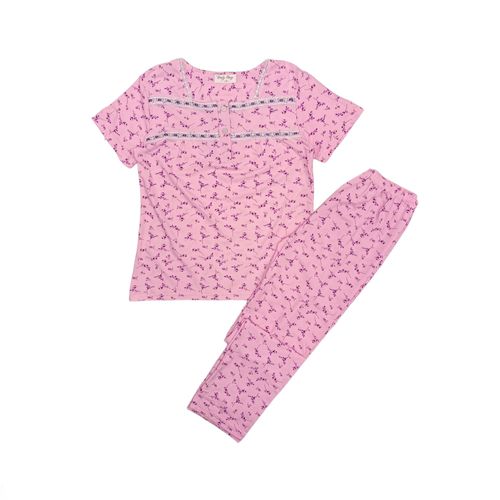 Pijama rosa floral print