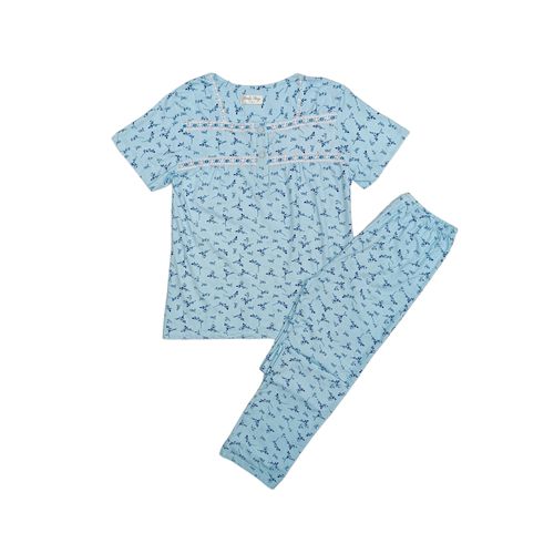 Pijama celeste floral print