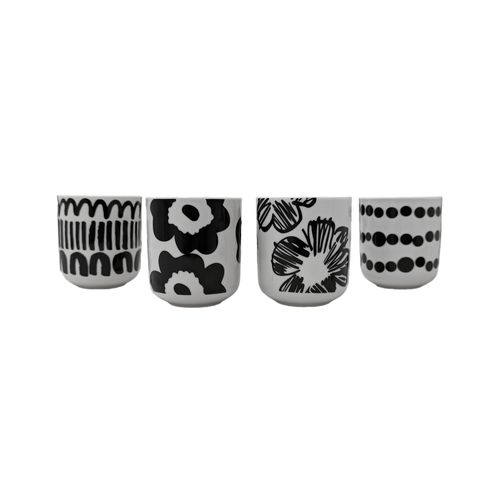 Set de tazas estampadas bicolor