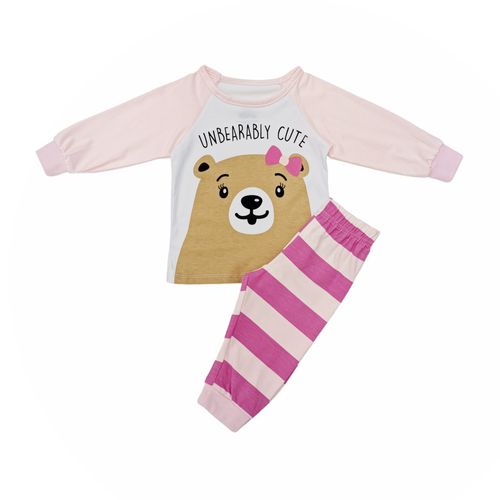 Pijama de oso estampada rosa