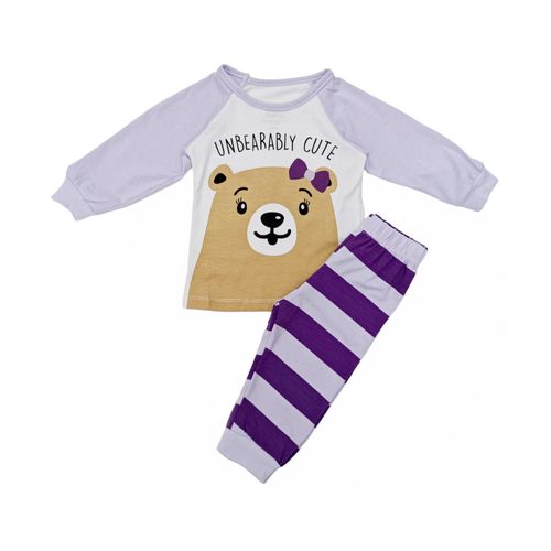 Pijama de oso estampada morado