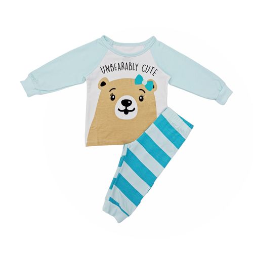 Pijama de oso estampada celeste