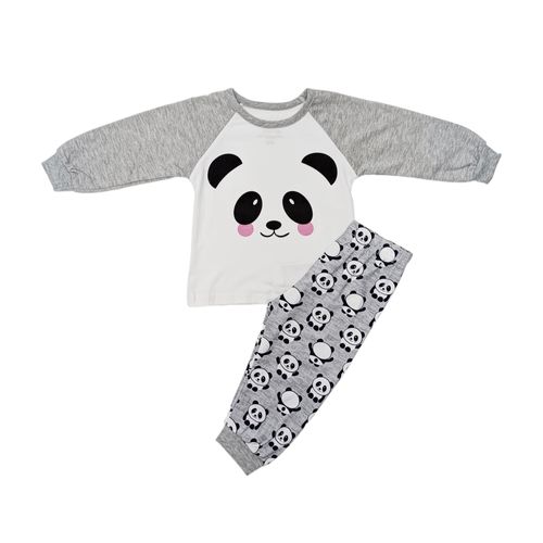 Pijama de panda estampada gris