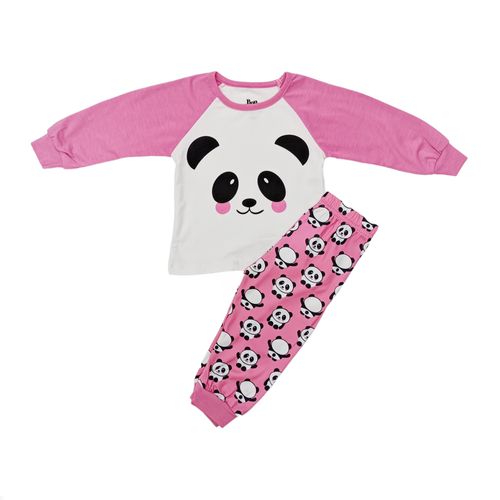 Pijama de panda estampada rosa