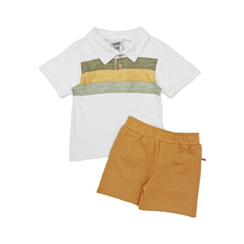 Conjunto camisa tipo polo y short café