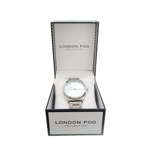 Reloj análogo plateado con esfera circular para mujer