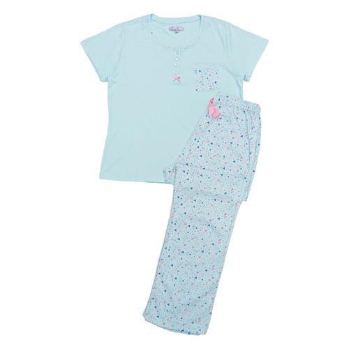 Pijama estampada celeste