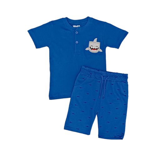Conjunto azul estampado de tiburón