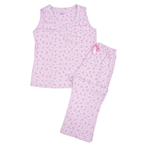 Pijama con pantalón rosa estampada floral