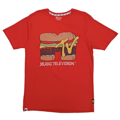 Camiseta MTV roja estampada