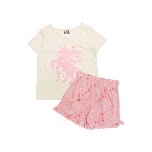 Pijama con short rosa estampado