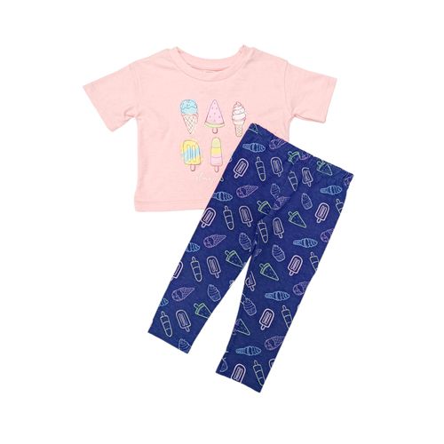 Conjunto estampado con pantalón azul