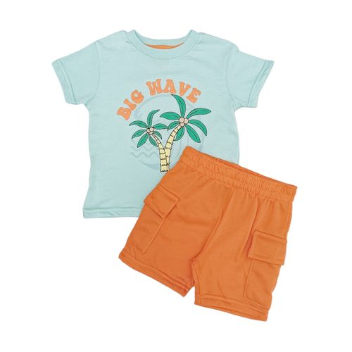Conjunto estampado con short naranja