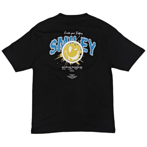 Camiseta oversize negra smiley