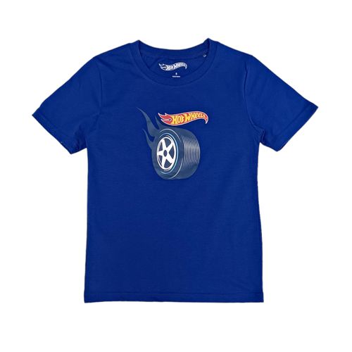 Camiseta azul estampada