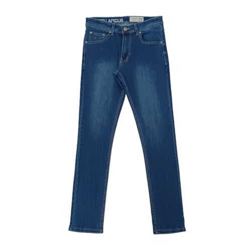 Jeans slim azul sólido