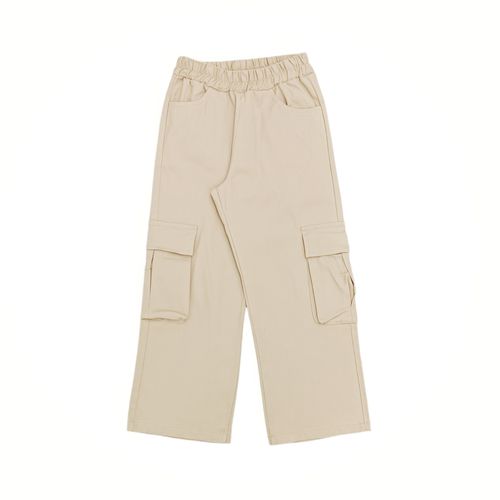 Pantalón wide leg beige sólido