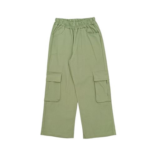 Pantalón wide leg verde olivo sólido