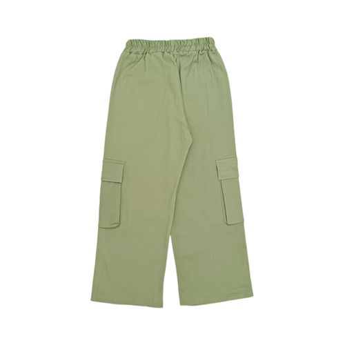 Pantalón wide leg verde olivo sólido