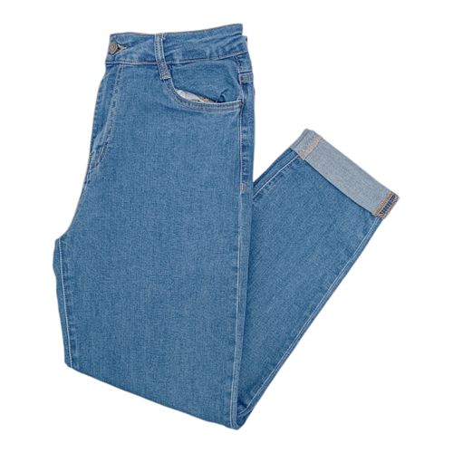 Mom jeans azul sólido