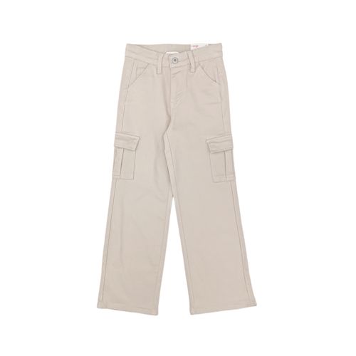 Pantalón cargo beige sólido