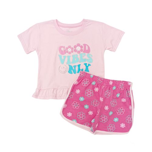 Conjunto de short estampado rosa