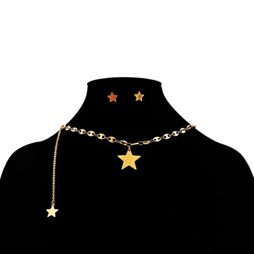 Set de aritos y collar con estrellas