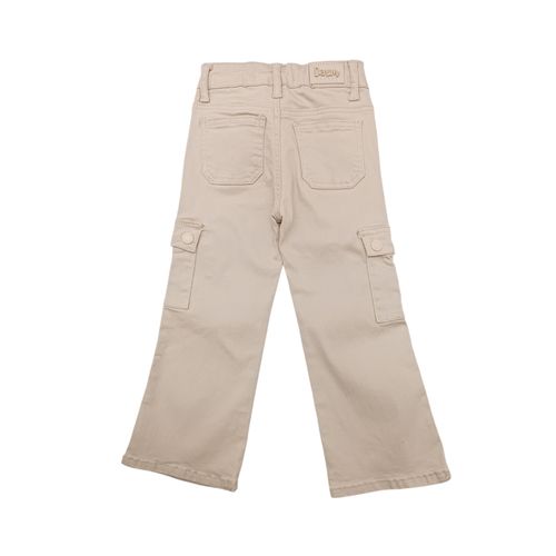 Wide leg cargo beige sólido