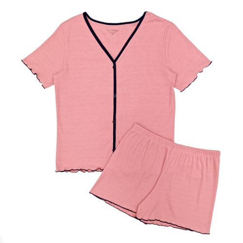 Pijama de short rosa con textura