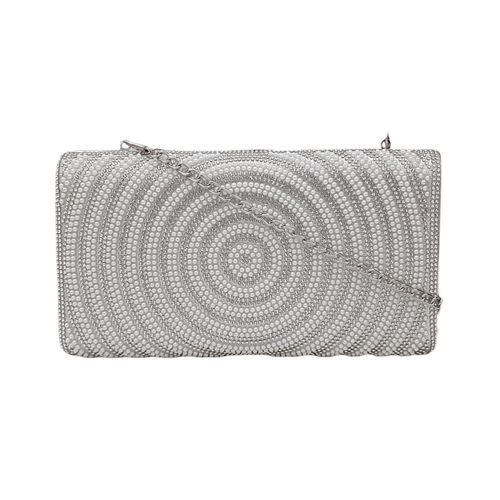 Cartera plateada clutch con textura