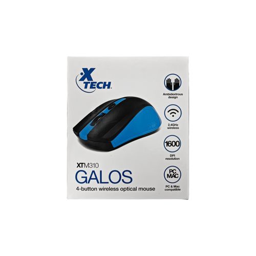 Mouse óptico inalámbrico de 4 botones azul