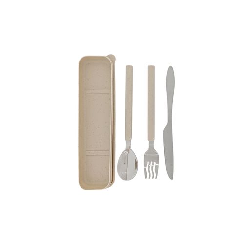 Set beige de cubiertos con textura