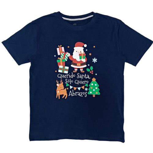 Camiseta azul con estampado navideño