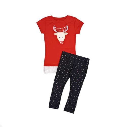 Conjunto bicolor estampado navideño