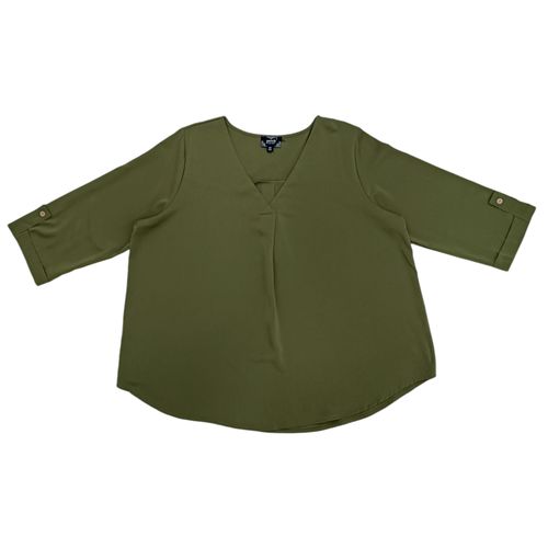 Blusa curvy manga 3/4 verde olivo