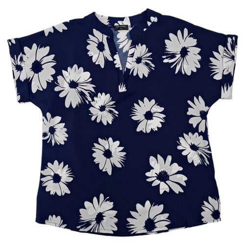 Blusa azul estampada