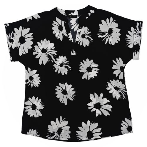 Blusa negra estampada