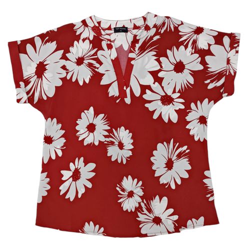 Blusa rojo estampada