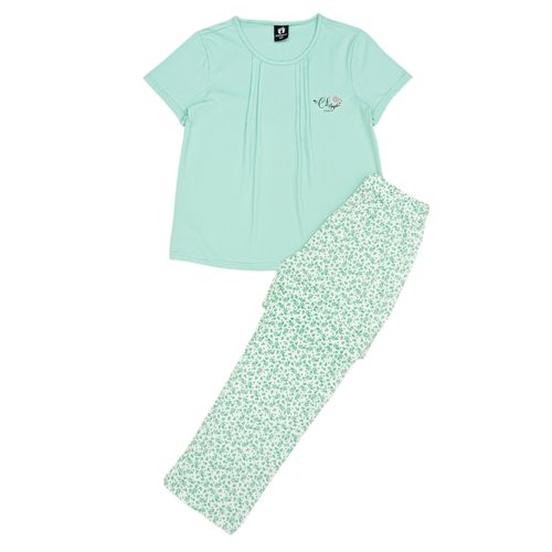 Pijama con pantalón aqua estampada floral