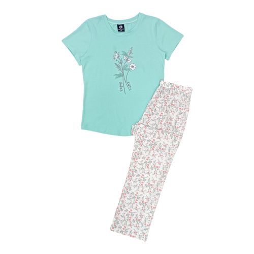 Pijama con pantalón aqua estampado