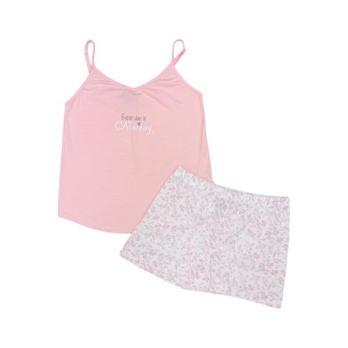 Pijama con short rosa estampado