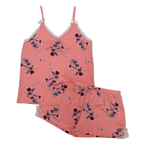 Pijama estampada rosa con short