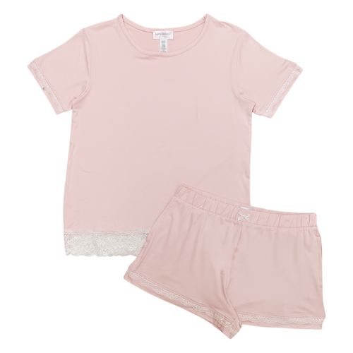 Pijama sólida rosa con short