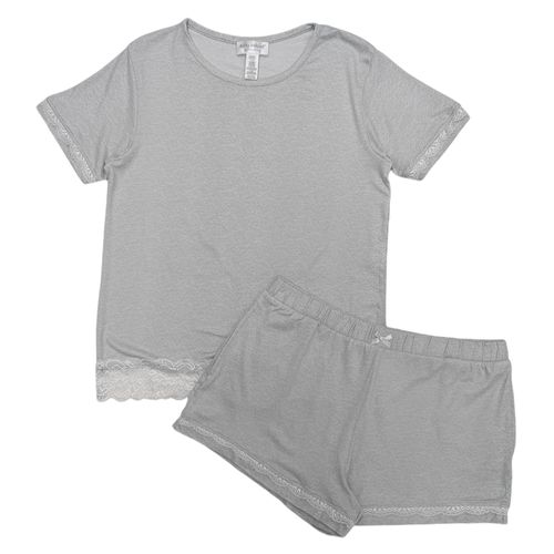 Pijama sólida gris con short