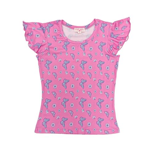 camiseta rosa de mariposas