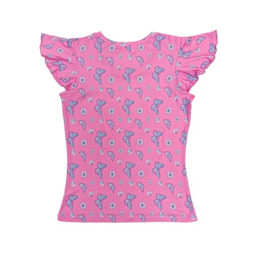 camiseta rosa de mariposas